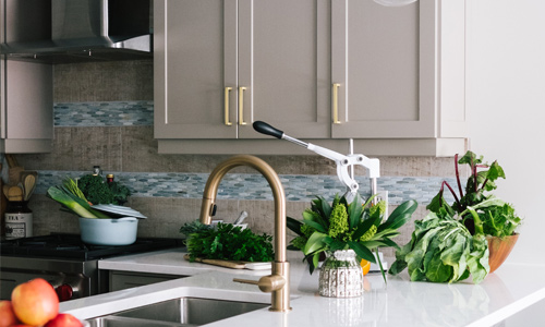 Kitchen-remodel-Greene-County-TN Kitchen remodel featuring daring tile work and bronzed hardware