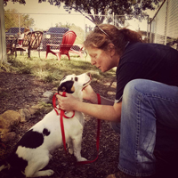 Aliiance Home Improvement customer Luba Sharapan with a puppy