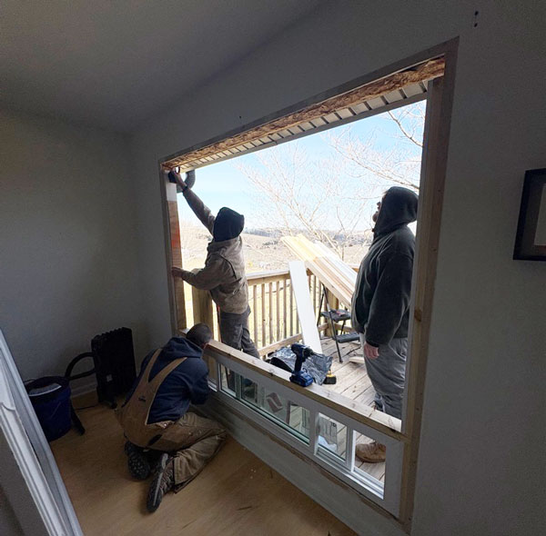 Room-remodel-just-getting-started-with-new-window-opening Our team getting started with a full room renovation by adding an expansive picture window.